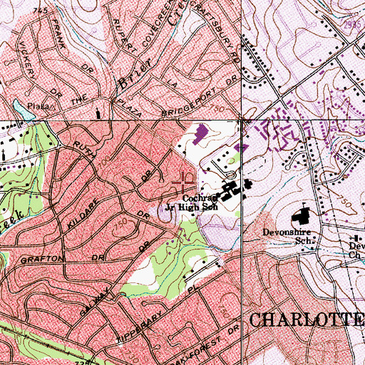 Topographic Map of Hampshire Hills Shopping Center, NC