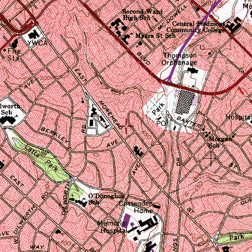 Topographic Map of Hanover Square, NC