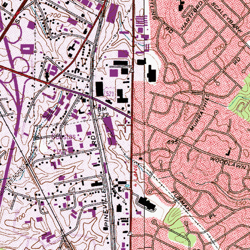 Topographic Map of Heckinger Shopping Center, NC