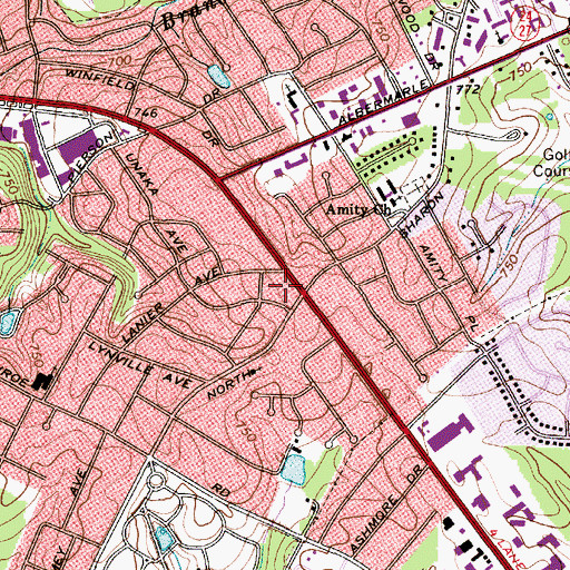 Topographic Map of Lanier Shopping Center, NC