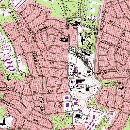 Topographic Map of Park Square, NC