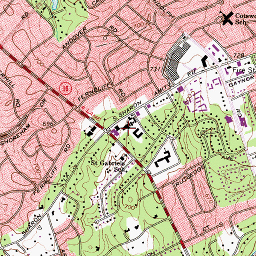 Topographic Map of Providence Village Shopping Center, NC