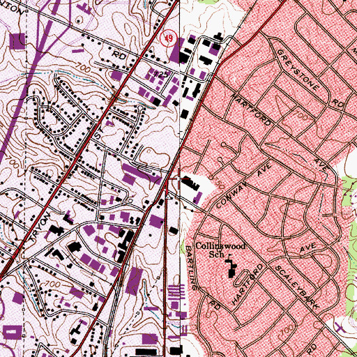 Topographic Map of Village Shopping Center, NC