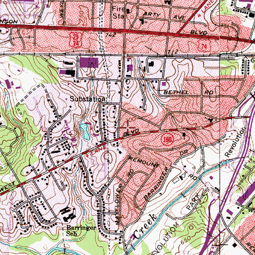 Topographic Map of Westover Shopping Center, NC