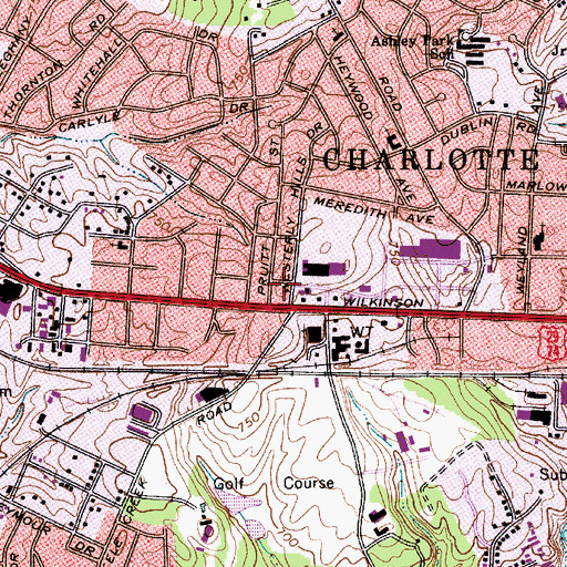 Topographic Map of Wilkinson Boulevard Shopping Center, NC