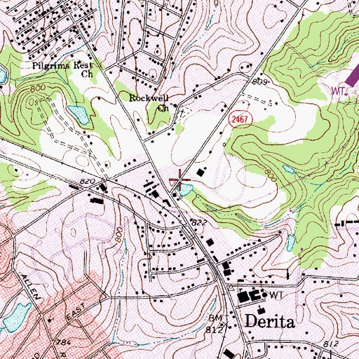 Topographic Map of Crossroads Shopping Center, NC