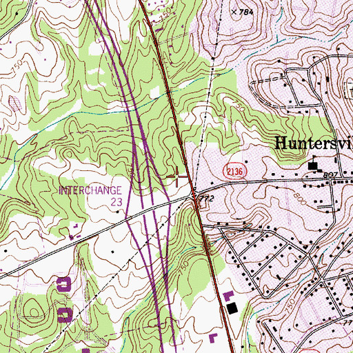 Topographic Map of Huntersville Shopping Center, NC