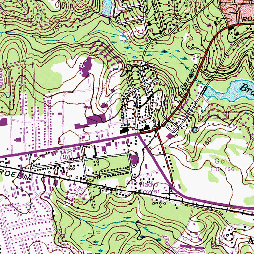 Topographic Map of Highland Shopping Center, NC