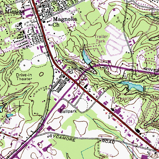 Topographic Map of King Shopping Center, NC