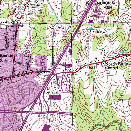 Topographic Map of Carolina Circle Shopping Mall, NC