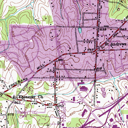 Topographic Map of Holden Plaza, NC