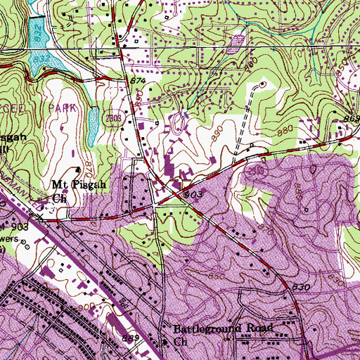 Topographic Map of Lawndale North Shopping Center, NC