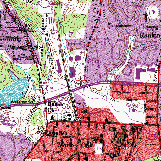 Topographic Map of Palmer Plaza, NC