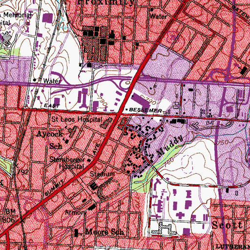 Topographic Map of Summit Shopping Center, NC