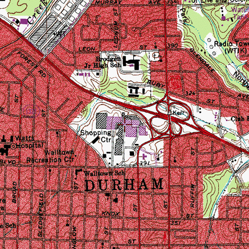 Topographic Map of Northgate Mall, NC