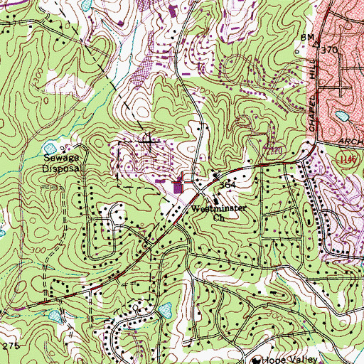 Topographic Map of Shannon Plaza, NC