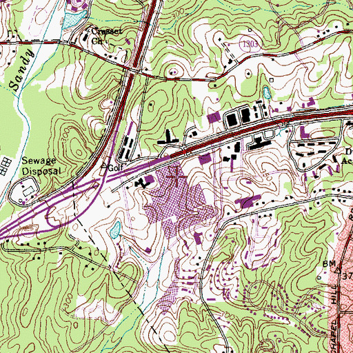 Topographic Map of South Square Mall, NC