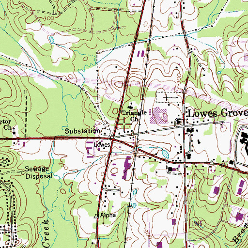 Topographic Map of Triangle Square Shopping Center, NC