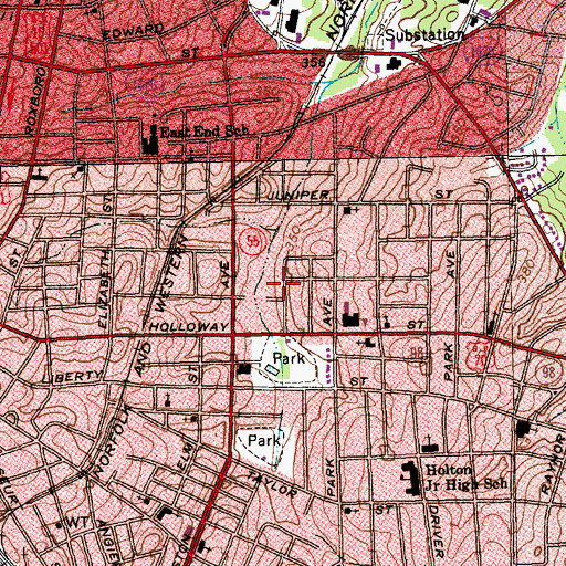 Topographic Map of Wellons Village Shopping Center, NC