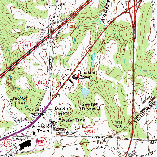 Topographic Map of Henderson Fire Tower, NC
