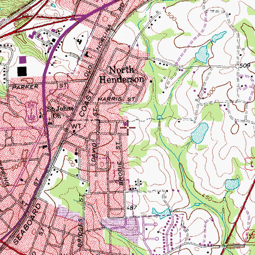 Topographic Map of North Henderson Park, NC
