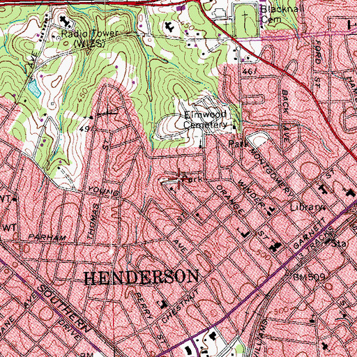 Topographic Map of Jackson Park, NC