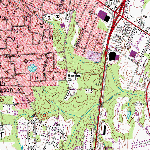 Topographic Map of South Henderson Park, NC