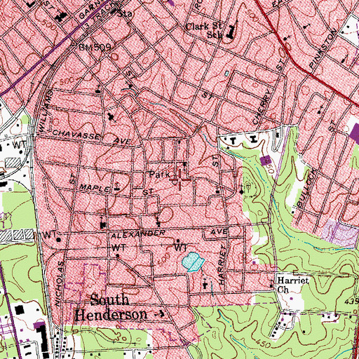 Topographic Map of Owen Davis Park, NC