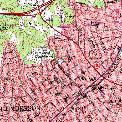 Topographic Map of Kings Daughters Park, NC
