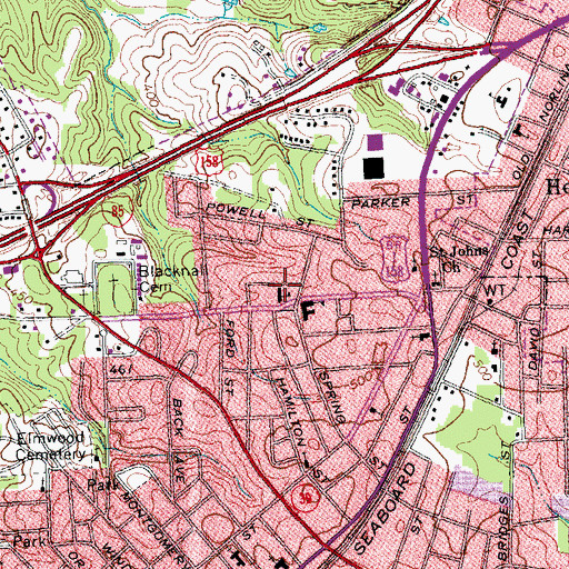 Topographic Map of Eaton-Johnson Junior High School, NC