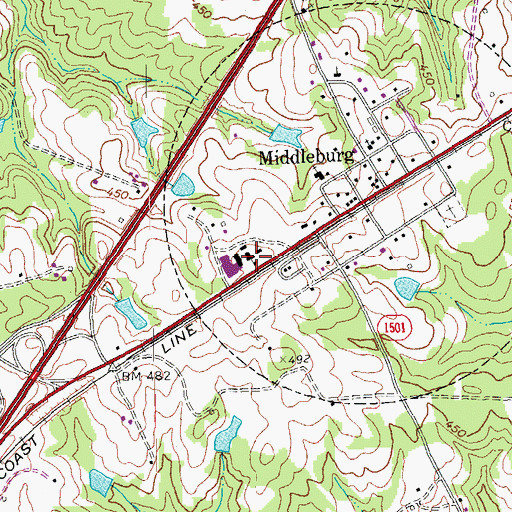 Topographic Map of North Vance Elementary School, NC