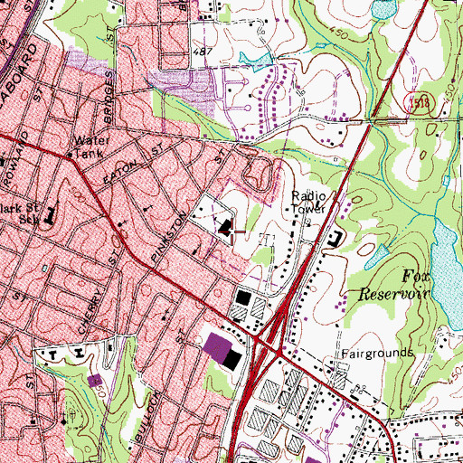 Topographic Map of Pinkston Street Elementary School, NC