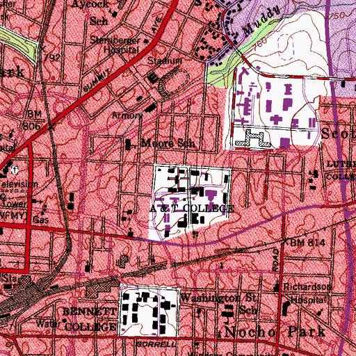Topographic Map of A School, NC