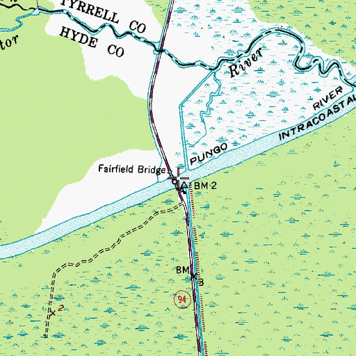 Topographic Map of Fairfield Bridge, NC