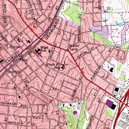 Topographic Map of Clark Street School, NC