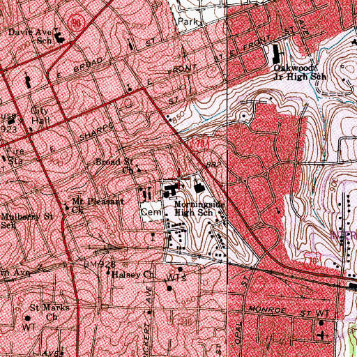Topographic Map of Morningside High School, NC