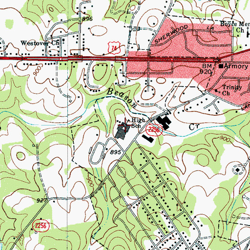 Topographic Map of Kings Mountain High School, NC