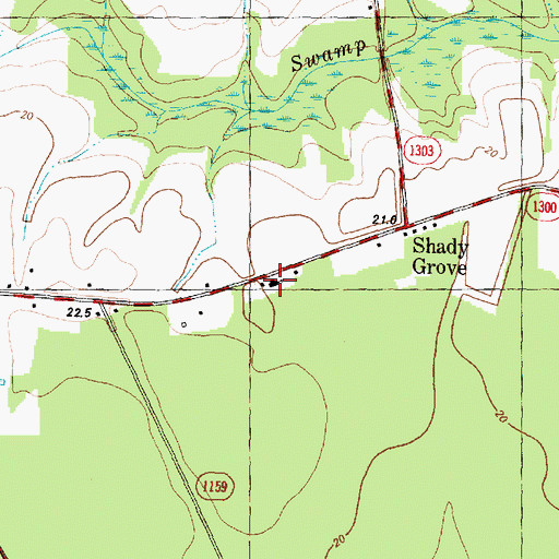 Topographic Map of Shady Grove Methodist Church, NC
