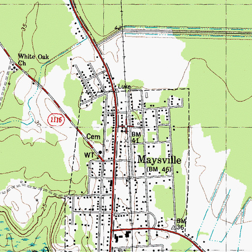 Topographic Map of Maysville Methodist Church, NC
