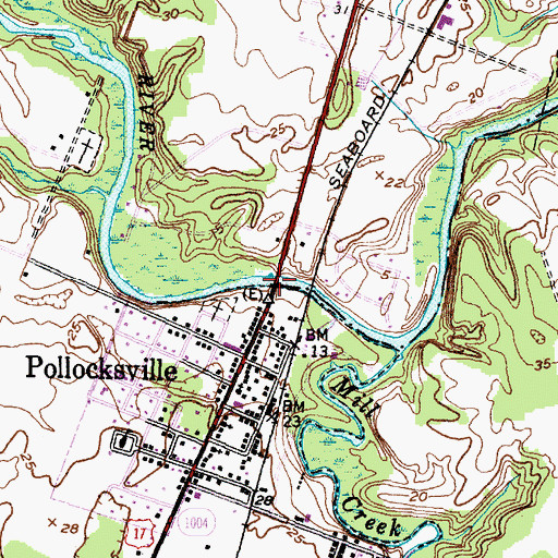 Topographic Map of Trent Bridge, NC
