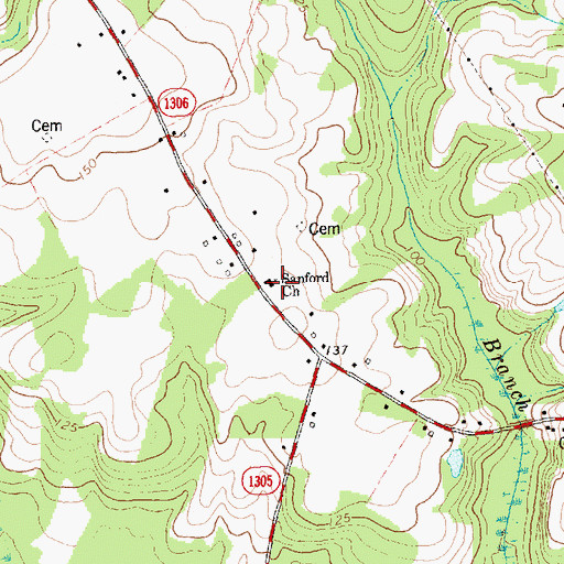 Topographic Map of Sanford Church, NC