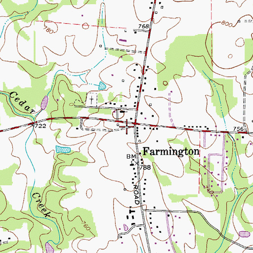 Topographic Map of Farmington Baptist, NC