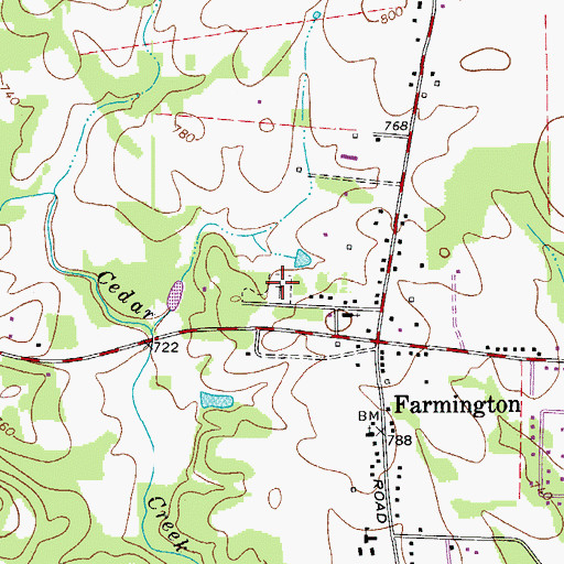 Topographic Map of Farmington Cemeteries, NC