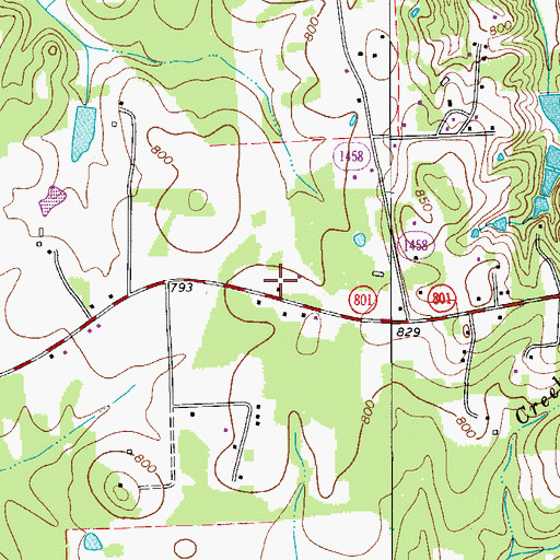 Topographic Map of Green Meadows Baptist, NC