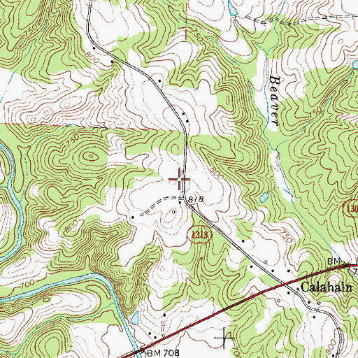 Topographic Map of Calahaln Mountain, NC