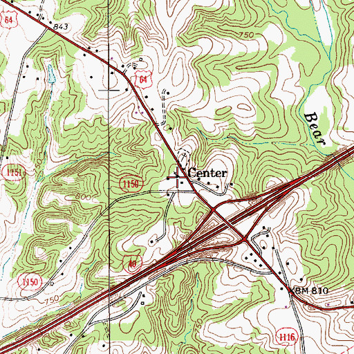 Topographic Map of Center Methodist, NC
