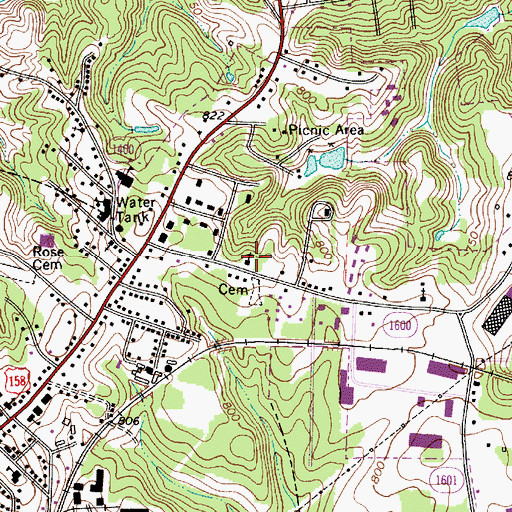 Topographic Map of Mocksville Pentecostal Holiness, NC