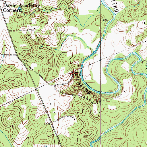 Topographic Map of Byerlys Chapel Methodist, NC