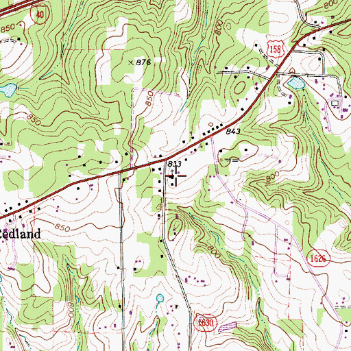 Topographic Map of Redland Pentecostal Holiness, NC