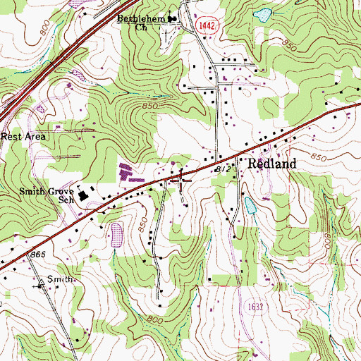 Topographic Map of Redland Church of Christ, NC